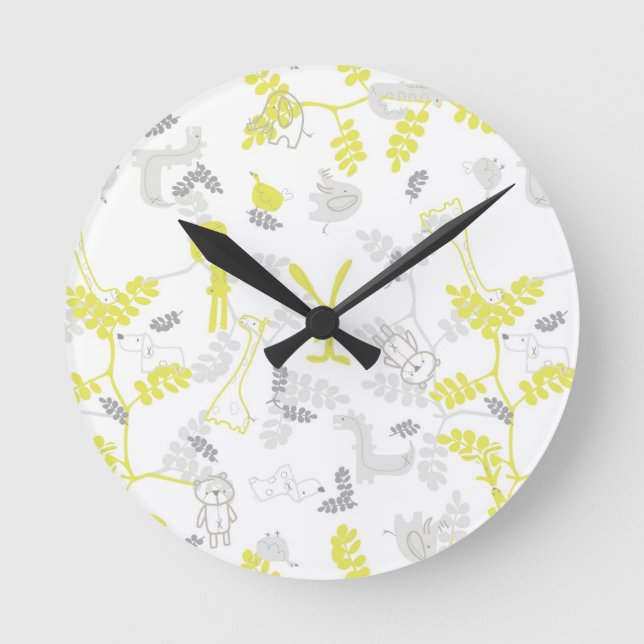 Reloj Redondo Mediano modelo que exhibe los animales 2 del bebé (Anverso)