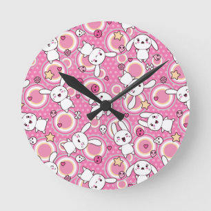 Reloj Redondo Mediano modelo rosado del kawaii