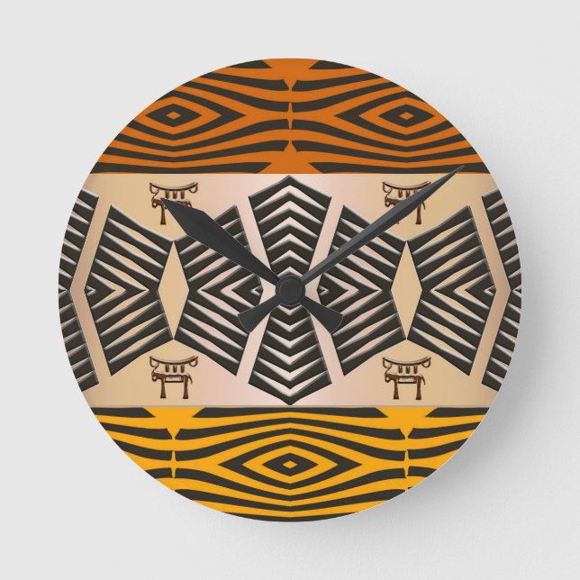 Reloj Redondo Mediano modelo tribal africano étnico (Anverso)