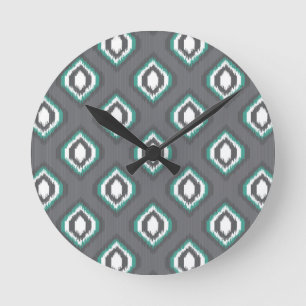 Reloj Redondo Mediano Modelo tribal del ikat retro geométrico