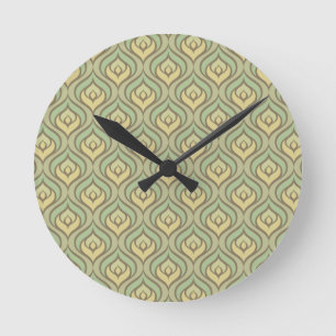 Reloj Redondo Mediano Modelo verde y amarillo del vintage retro