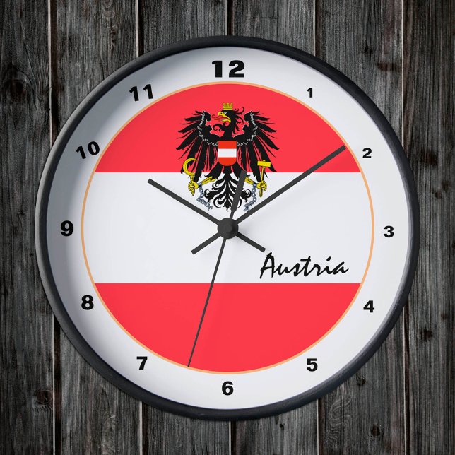 Reloj Redondo Mediano Modern Austrian Flag & Austria Home / design (Subido por el creador)