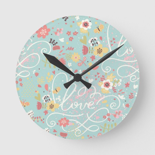 Reloj Redondo Mediano Modern Bright Romantic Pattern (Anverso)