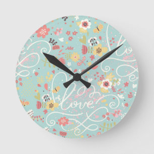 Reloj Redondo Mediano Modern Bright Romantic Pattern