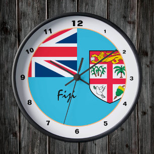 Reloj Redondo Mediano Modern Fijian Flag, trendy Fiji Home / design