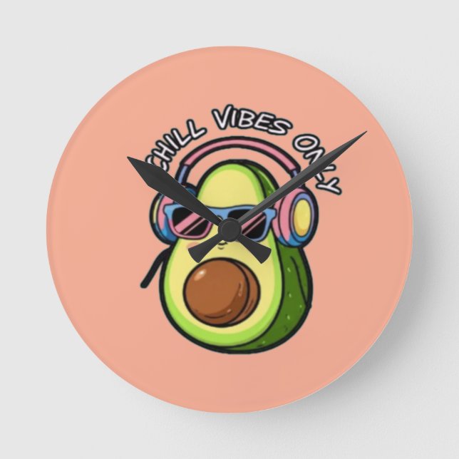 Reloj Redondo Mediano Modern Minimalist Typography Chill Vibes Only (Anverso)