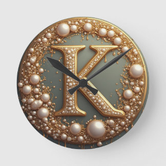 Reloj Redondo Mediano Modern Monogram Initial Letter K