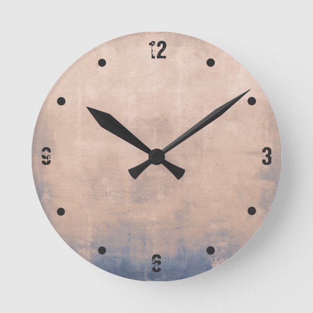 Reloj Redondo Mediano Modern rustic Rose Gold Blue abstract (Anverso)