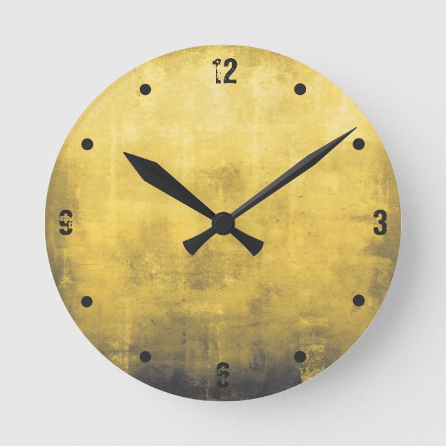 Reloj Redondo Mediano Modern rustic yellow gray white abstract (Anverso)