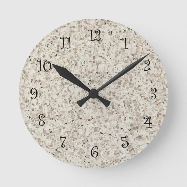 Reloj Redondo Mediano Modern Simple Stone Granite Look (Anverso)