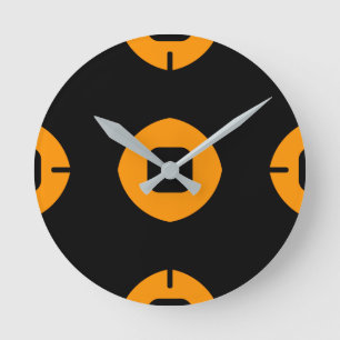 Reloj Redondo Mediano Modern Stylish Orange and Black
