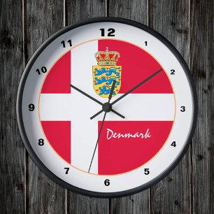 Reloj Redondo Mediano Moderna Dinamarca, Bandera Danesa de moda Hogar / 