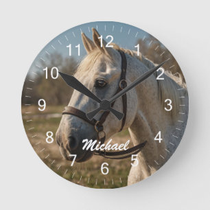 Reloj Redondo Mediano Moderna moda personalizada de fotos de caballos Lo