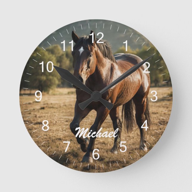 Reloj Redondo Mediano Moderna moda personalizada de fotos de caballos Lo (Anverso)