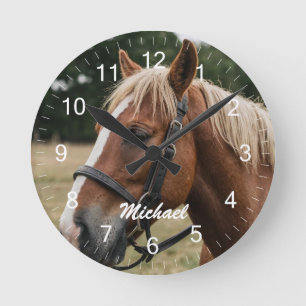 Reloj Redondo Mediano Moderna moda personalizada de fotos de caballos Lo