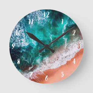 Reloj Redondo Mediano Moderna playa costera azul náutica