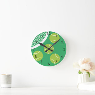 Reloj Redondo Mediano Moderna raqueta verde de bolas de tenis