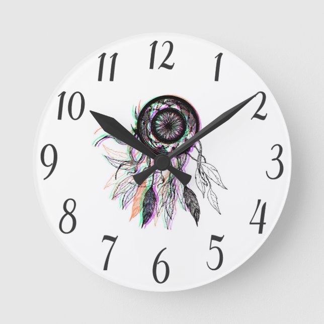 Reloj Redondo Mediano Moderno artista nativo americano Dreamcatcher (Anverso)