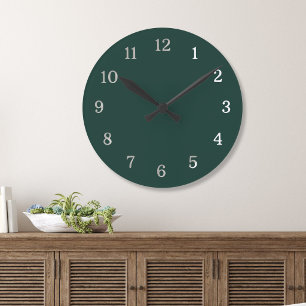 Reloj Redondo Mediano Moderno Minimalista Verde Bosque Y Blanco  