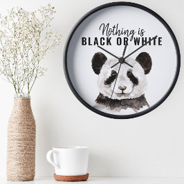 Reloj Redondo Mediano Moderno Y Gracioso Panda Blanco Y Negro Con Cita