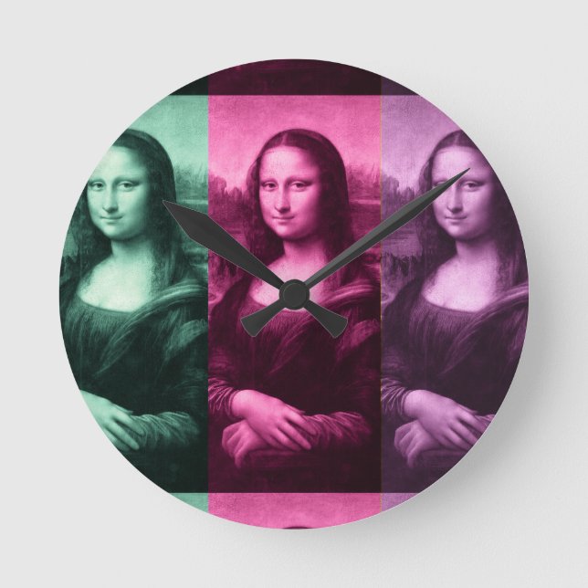 Reloj Redondo Mediano Mona Lisa Púrpura Rosa Verde (Anverso)
