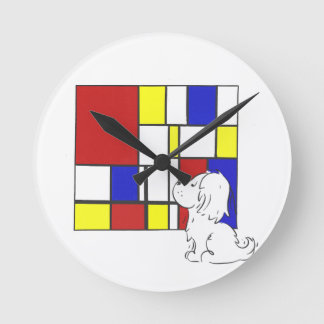 Reloj Redondo Mediano Mondrian Inspirado Manzanilla