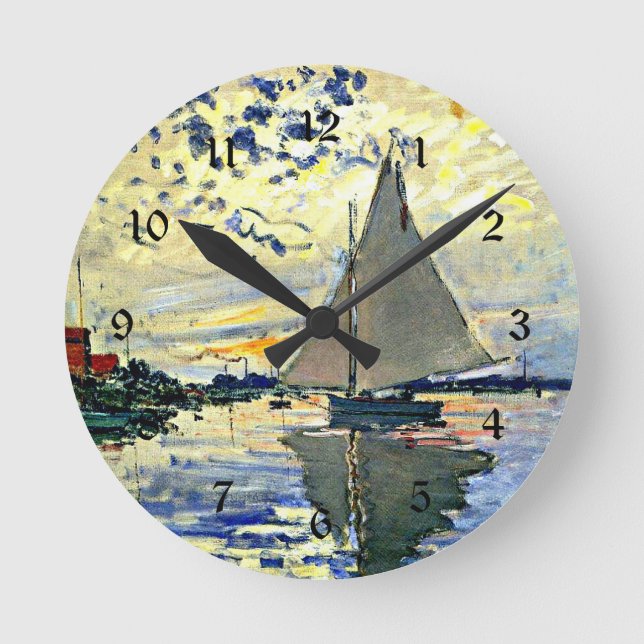 Reloj Redondo Mediano Monet - Barco de vela en Le Petit Gennevilliers (Anverso)