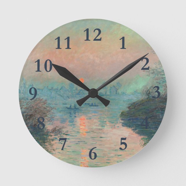 Reloj Redondo Mediano Monet Sunset fine art impressionist painting (Anverso)