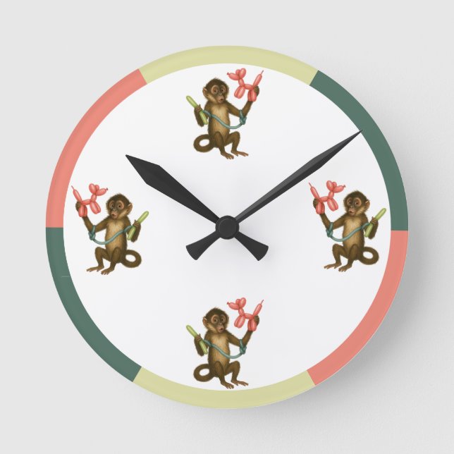 Reloj Redondo Mediano Monkey making balloon animal Wall Clock (Anverso)