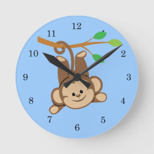 Reloj Redondo Mediano Mono de balanceo del muchacho