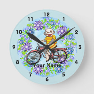 Reloj Redondo Mediano Mono de calcetín de bicicleta de pedal