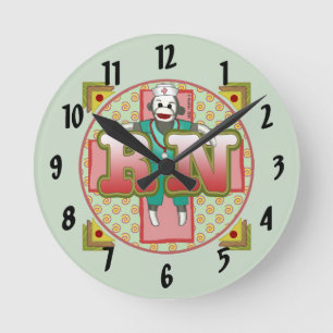 Reloj Redondo Mediano Mono de calcetín Enfermera RN