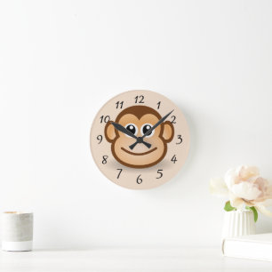 Reloj Redondo Mediano Mono sonriente animado lindo