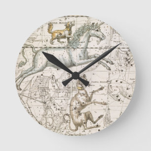 Reloj Redondo Mediano Monoceros, "de un atlas celestial", pub. en 1822
