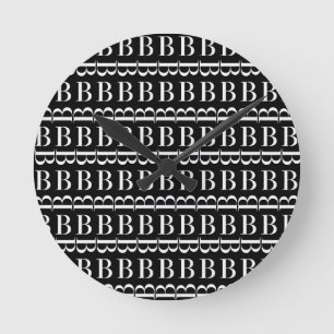 Reloj Redondo Mediano Monogram Initial Letter B, Choose Background Color