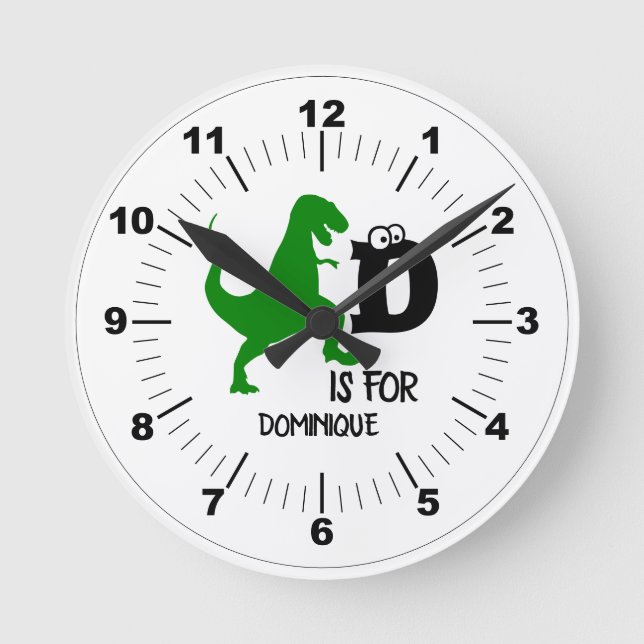 Reloj Redondo Mediano Monograma D de personalizado es para Dinosaur lind (Anverso)