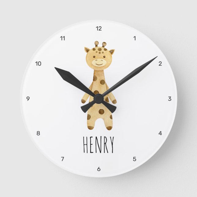 Reloj Redondo Mediano Monograma de jirafa. (Anverso)