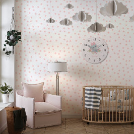 Reloj Redondo Mediano Monograma de la niña elefante cutánea