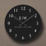 Reloj Redondo Mediano Monograma moderno Minimalista negro y blanco<br><div class="desc">Presentamos nuestra Colección de Monogramas Modernos Minimalistas en Blanco y Negro: Adopte la simplicidad y la sofisticación con nuestros diseños minimalistas, curados para elevar su estilo sin esfuerzo. Esta colección, elaborada con gran interés para la estética moderna, presenta elegantes diseños en blanco y negro acentuados por monogramas personalizados. Desde papel...</div>