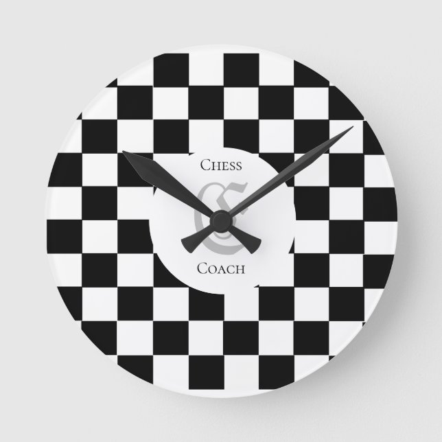 Reloj Redondo Mediano Monograma Nombre personalizado revisado profesión  (Anverso)