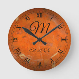 Reloj Redondo Mediano Monograma personalizable de cumpleaños esmaltado T