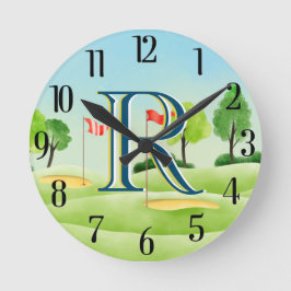Reloj Redondo Mediano Monograma Personalizado del campo de golf