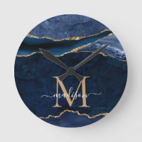Monograma Purpurina Geode de la Agate Blue Gold de