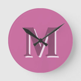 Reloj Redondo Mediano monograma rosa sólido vívido,