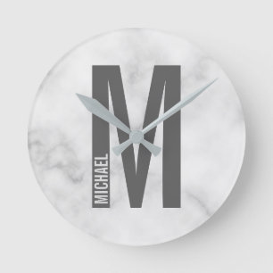 Reloj Redondo Mediano Monograma y nombre negrita personalizado moderno