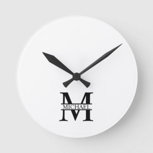 Reloj Redondo Mediano Monograma y nombre personalizados