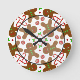 Reloj Redondo Mediano Monograme Navidades del hombre del pan de jengibre