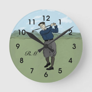 Reloj Redondo Mediano Monogrammed Vintage Style golf art