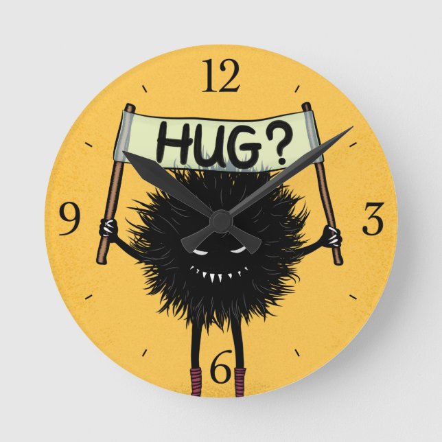 Reloj Redondo Mediano Monster Hug Cute Carácter Mal (Anverso)