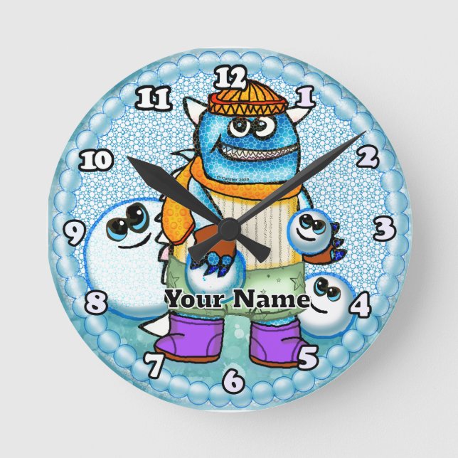 Reloj Redondo Mediano Monstruo de Bola de Nieve (Anverso)